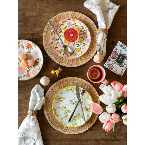 Plate home 2021 new dish creative personality art plate ceramic flower plate