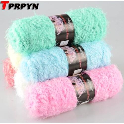 TPRPYN 100g=1Pc Hand-woven Multicolor Knitting Velvet Crochet Coral Cashmere Yarn Long Hair Down Feather Wool Yarn Ball