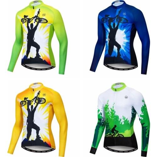 Weimostar Polyester Cycling Jersey Long Sleeve Men Autumn Spring Bicycle Clothing Pro Road Quick Dry MTB Bike Jersey