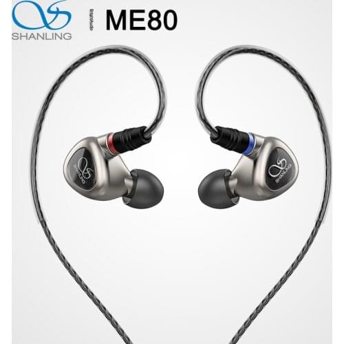 Shanling ME80 Hi-Res 10mm Dual Dynamic Driver In-Ear earphone IEM with MMCX Detachable Cable Headphones Aluminnium Alloy Shell