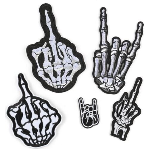Skull Embroidery Finger Applique DIY Embroidery iron patch Cloth for Clothing, Embroidery Applique for Emblem Decoration