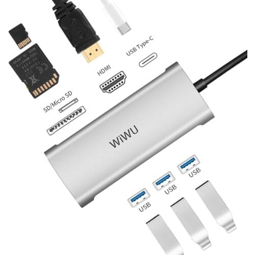 Wiwu type-C docking station Apple Computer converter is suitable for Huawei notebook / MacBook Pro / thunder 3 expansion 7 in 1
