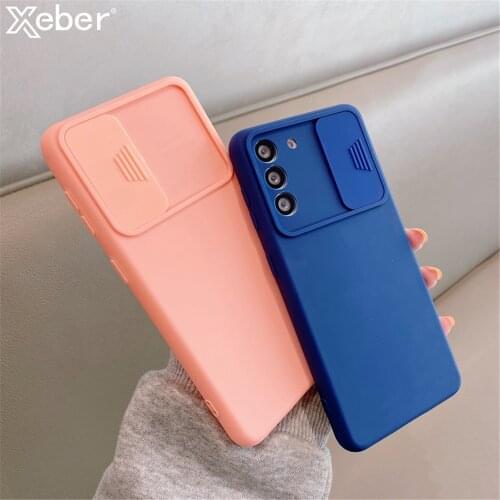 Slide Camera Lens Protection Case For Samsung S21 Plus S20 FE Note 20 Ultra A72 A52 A32 A12 A50 Soft Silicone Shockproof Cover