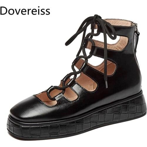 Dovereiss Fashion Womens Shoes Elegant sexy Pure color Brown Cross tied Concise cool boots Sandals 43