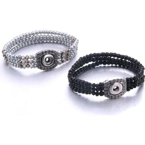 Snap Jewelry Buttons Snap Bracelet Fit 12MM DIY Snap Button Charms Jewelry Beaded Bracelet For Women