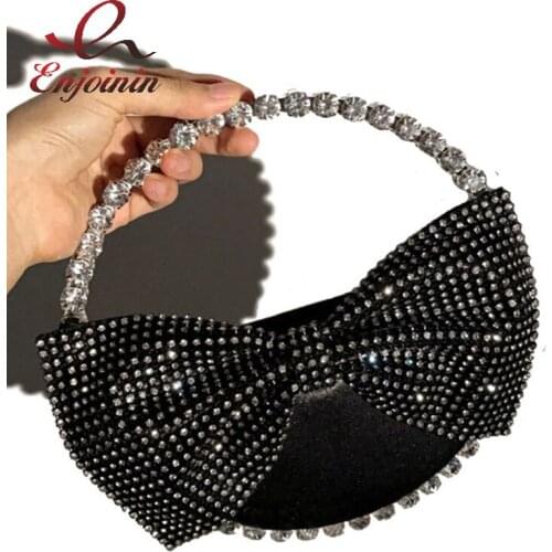 Diamond Round Bow Party Women Clutch Evening Bag Luxury Designer Purses and Handbags Chic Female Top Handle Black Bag Wedding