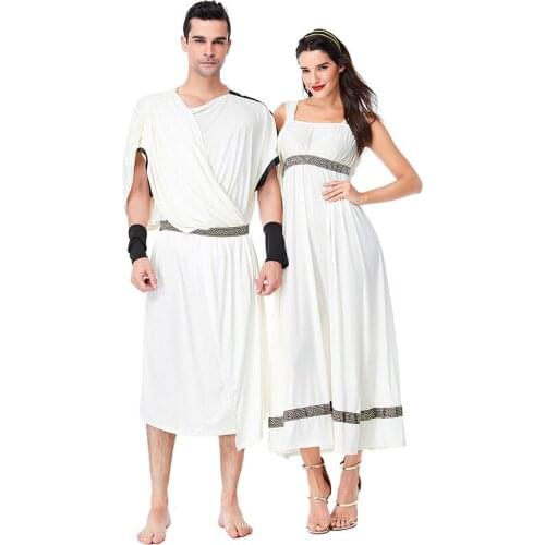 Ladies Greek Goddess Cosplay Roman Princess Costumes Arabic Prince Caesar Fancy Dress Party Halloween Women Men Athena Costume
