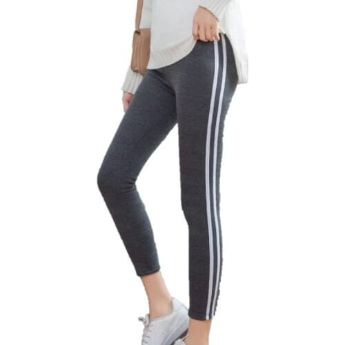 Winter high waist fleece leggings womens black warm leggings ladies push up leggings stripe full length stretch casual leggings