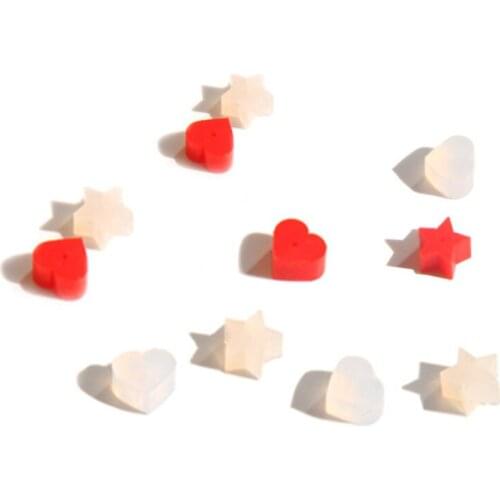 100PCS White Red Resin Heart Stars Ear Plugs Earring Backs Stopper DIY Jewelry Findings Earrings Accessories Wholesale