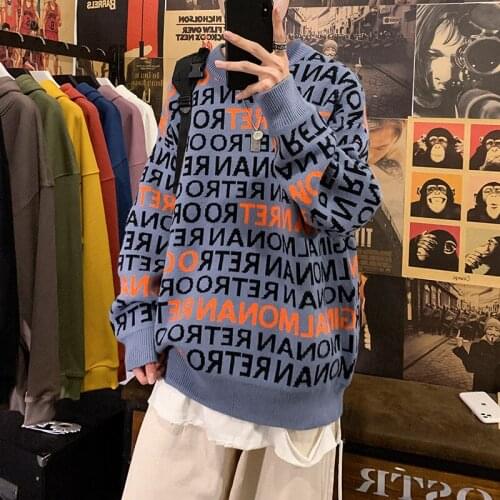 2021 Winter Warm Couple Sweater Korean Streetwear Harajuku Fashion Letter Pullovers Sweater Autumn 2020 Casual Male Clothing