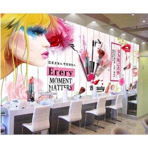 3d wall mural on the wall paper Fashion wooden board cosmetics nail lipstick shop home decor photo wallpaper in the living room