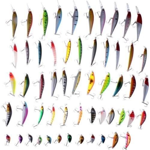 56pcs/lot Mixed Fishing Lures Set Crankbait Crank Hard Baits Tackle Wobblers