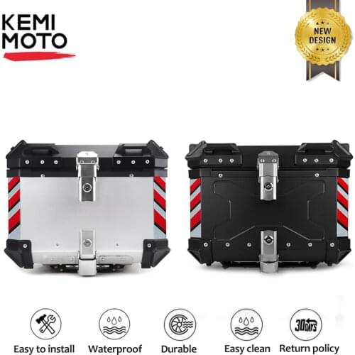 65L Motorcycle Trunk Aluminum Alloy Top Case Travel Luggage Storage Box Motorbike Accessory Storage Waterproof Anti-Collision