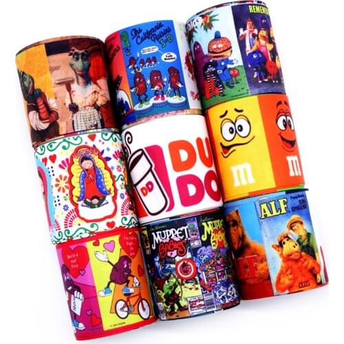 Free shipping 50 yard cartoon printed grosgrain ribbon 32168