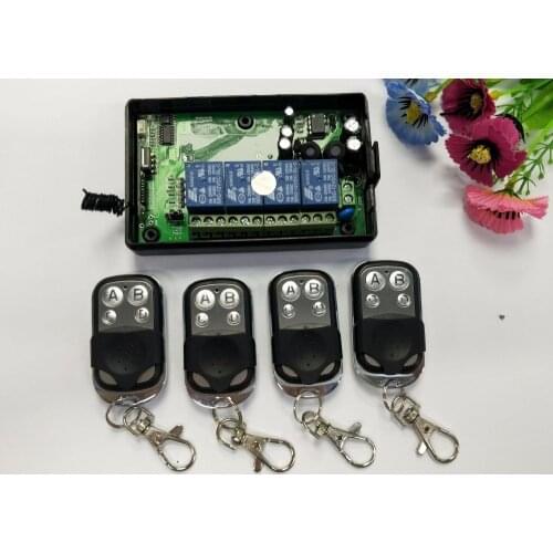 AC80-260V 4CH RF Wireless Remote Control System / Motor and electric door 220V Learning code receiver
