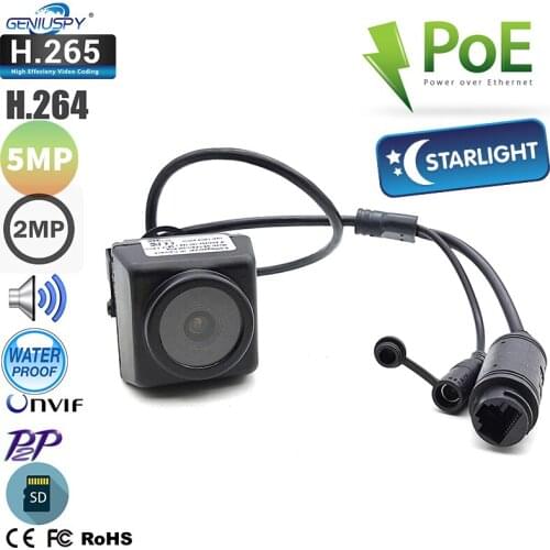 Camhi CCTV IP66 Outdoor Waterproof Full Color Starlight IMX307 5MP IMX335 Mini IP Network POE Surveillance Camera SD Card Audio