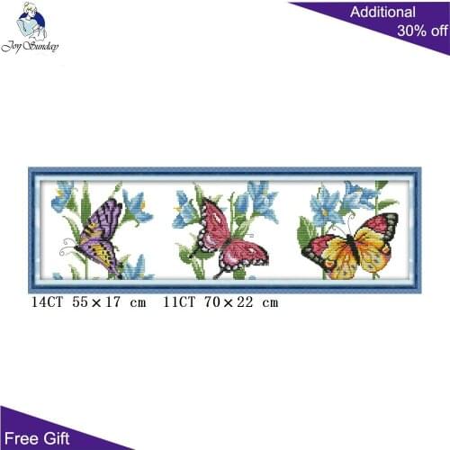 Joy Sunday Butterfly Needlework DA151 14CT 11CT Counted and Stamped Home Decor Butterflies Flying Needlepoint Cross Stitch kits