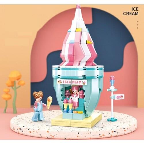 Princess Coffee Shop Ice Cream Hut Friends Series Model Bricks Building Blocks Toys for Children Girls Kids Gifts