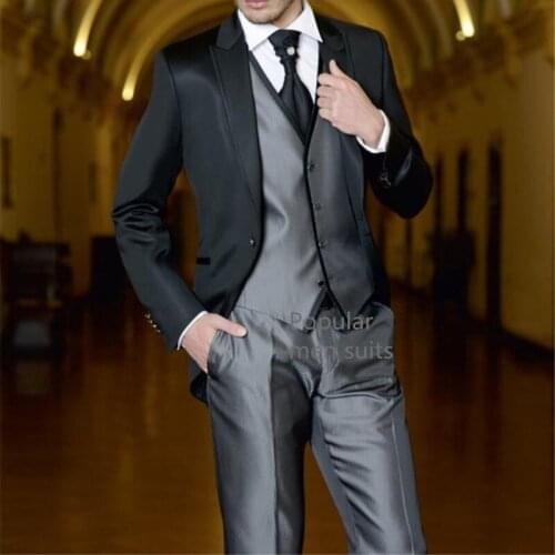 Handsome Groomsmen Peak Lapel Groom Tuxedos Mens Wedding Dress Man Jacket Blazer Prom Dinner (Jacket+Pants+Tie+Vest) A350