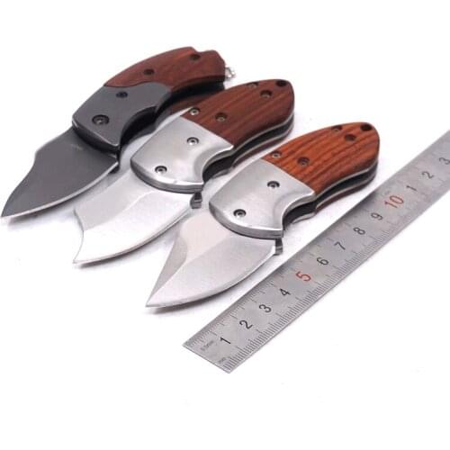 Small Pocket Knife Tactical Survival Folding Knife Wood Handle Camping utility Outdoor Hunting Knives EDC Multi Tools