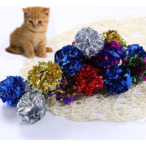 1PC Fashion Cat Toys Multicolor Mylar Crinkle Ball Ring Paper Sound Toy For Cat Kitten Playing Interactive Pet Cat Products