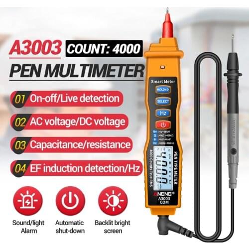 Digital Multimeter Non Contact Pen Type Meter 4000 Counts with AC/DC Voltage Resistance Capacitance Hz Tester Tool