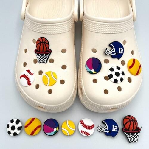 Cartoon Football Basketball Sport Pattern PVC Shoe Badges DIY Decoration For Womens Croc Clogs Jibz Charms Childs Accessories