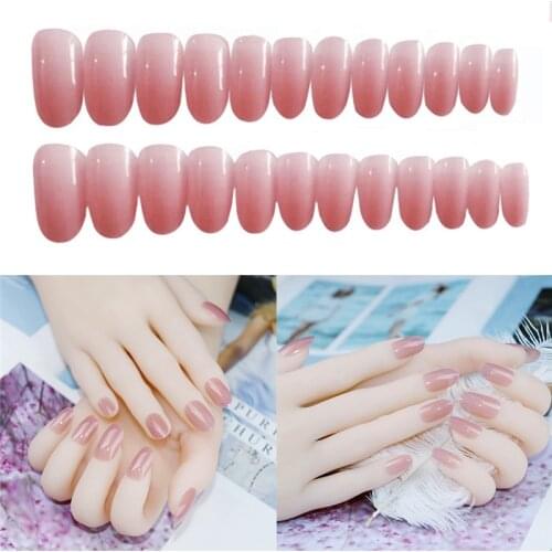 Pure Color Fake Nails 24 pieces Fake false Sticker Matte 3D DIY Fashion Style Plastic Art Nail Tips With Glue Gel Nail Art parts