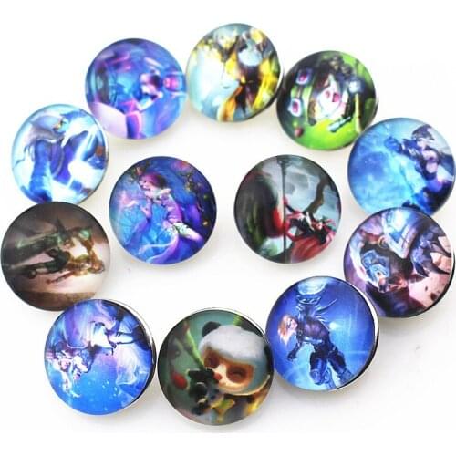 New Arrival Mix 10pcs/lot cartoon LOL role Snap Button pretty Glass Snap Buttons Fit bangle 18mm DIY Snap Bracelet Jewelry