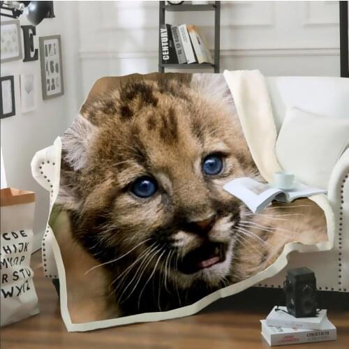 3D Print Cartoon Cool Leopard Jaguar Throw Blanket Sofa Bed Chair Plush Sherpa Blanket Bedspread Bedding Decor For Adult Kids