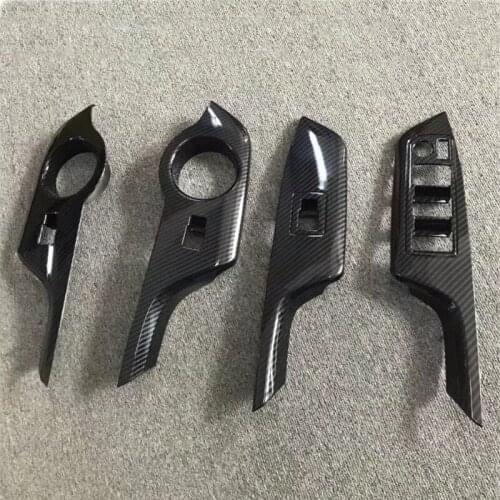 FIT For Toyota C-HR CHR 2016 2017 2018 Car Interior Window Lift Button Trim Inner Door Armrest Cover ABS carbon fiber black