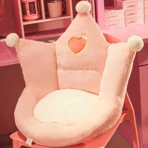 Chair Cushion Winter Warm Bed Sofa Chair Back Rest Solid Color Crown Shaped Pet Plush Pillow Stuffed Seat Cushion For Home Offic