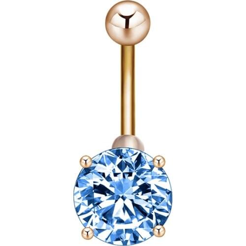 QIMING Piercing Navel Surgical Steel Single Rhinestone Belly Button Rings Navelpiercing Piercings Ombligo Body Percing