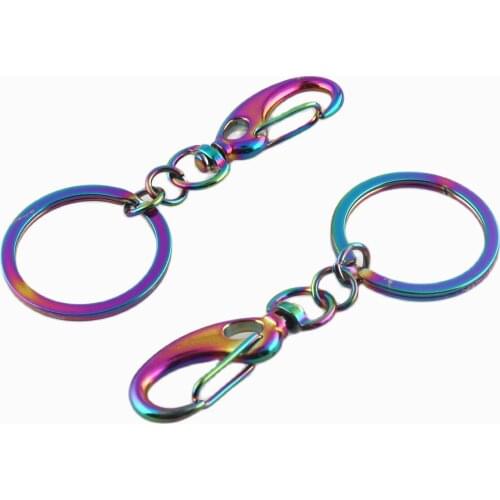 Rainbow Swivel Clasp Claw with Key Ring Swivel Spring Hook Lobster Clasp Purse Clasps Strap Handbag Snap Key chain Pendant Ring