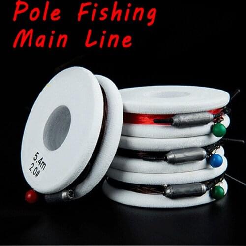 2pcs Hand Tied Chinese Pole Fishing Main line Monofilament Pole Fishing Line 3.6m 4.5m 5.4m 6.3m Fast Sinking with Sinker Swivel