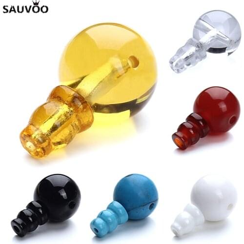 SAUVOO 2set Bulk Stone Crystal 3 Hole Guru Beads 12mm Buddha Head Spacer End Beads fit Beaded Bracelet Necklace Connector