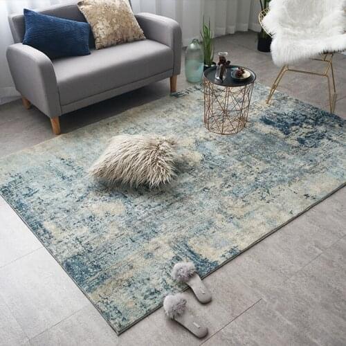 Modern Carpet Abstract Blue Soft Cotton Rug For Home Living Room Sofa Coffee Table Mat Bedroom Kidsroom Bedside Rug Fluffy Thick