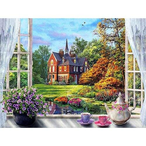 Old Street DIY Diamond Painting Scenery Cross Stitch Mosaic diamond embroidery landscape Pattern Full Round Rhinestone Home deco