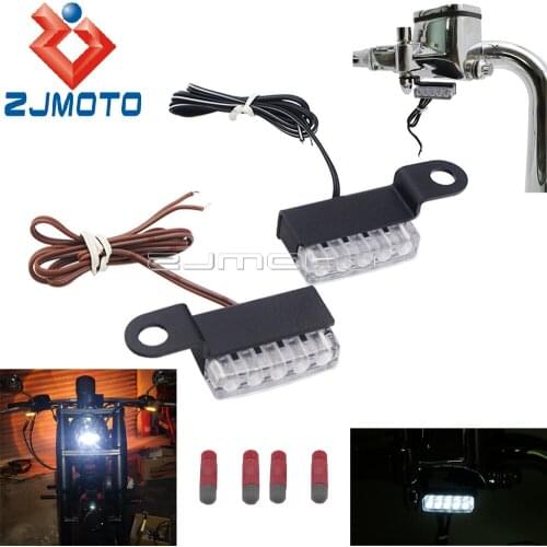 Mini LED Cafe Racer Motorcycle Turn Signal Light Brake Clutch Lever Flashers Rear Tail License Plate Lamp For Harley Bobber BMW