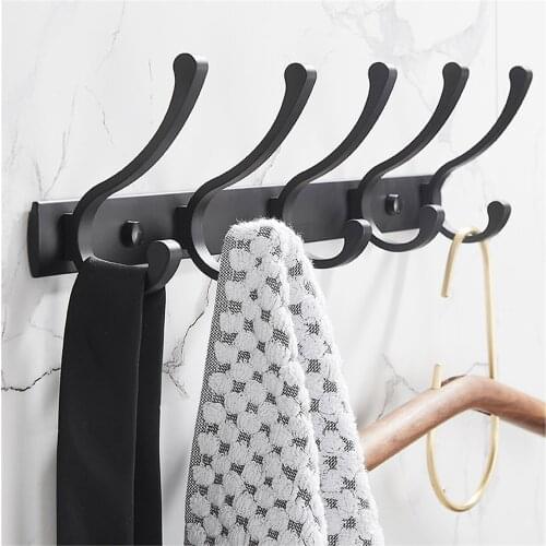 Clothes Hanger Black Towel Hook For Bathroom Acces Clothes Hook Door Wall-Mount Coat Hook For Bedroom Living Room Kitchen Decor