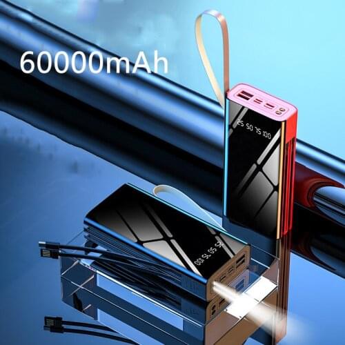 Power Bank 60000mAh Portable Charger Poverbank Mobile Phone External Battery Charger Powerbank 50000 mAh for Xiaomi Mi iPhone 12