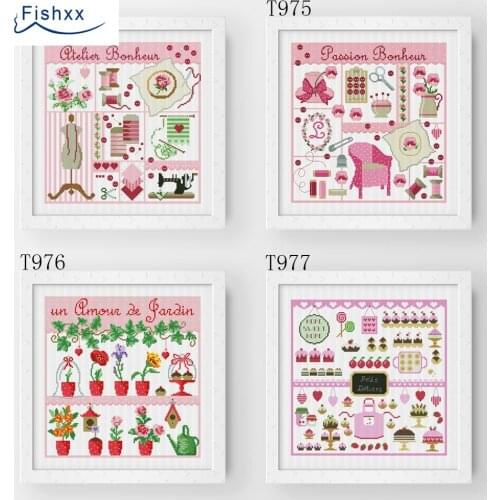 Fishxx Cross Stitch T977 Handmade DIY Cake Sew Garden Four Pattern Embroidery Bags