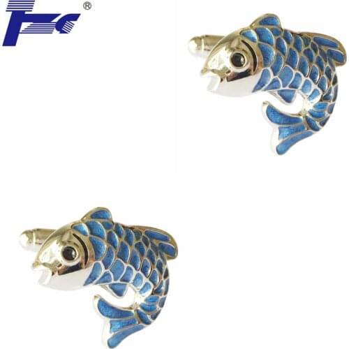TZG Blue Fish Cufflink Cuff Link 2 Pairs Free Shipping