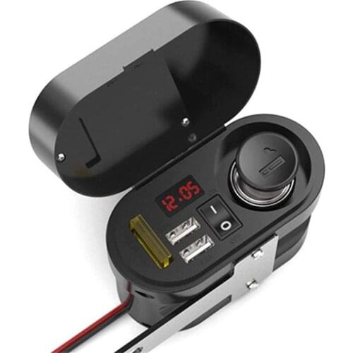 3A Dual USB Waterproof Charger Socket Voltmeter Cigarette Lighter Timetable Display Power Bank Motorcycle Multi-function Kit