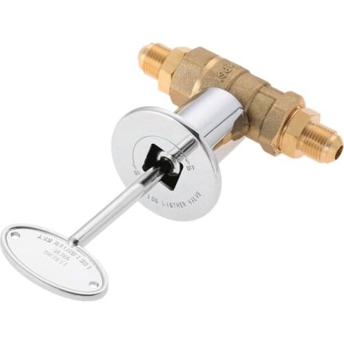 1/2Inch Straight Quarter Turn Shut-Off Valve Kit with Flange 3-inch Key 3/8 Male Flare x 1/2 NPT Fittings