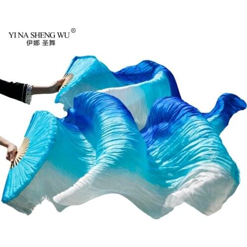 Fans Ribs Handmade Dyed Dance Performance Long Fans Bamboo Belly Dance Imitation Silk Unisex Women Rayon 1pc/1pair 5 Sizes