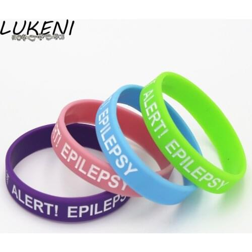 LUKENI 1PC Medical Alert Bracelet Epilepsy Silicone Wristband in Kids Size Armband Silicone Bracelets&Bangles Kids Gifts SH135K