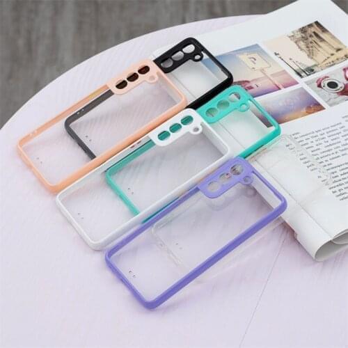 10pcs/Lot Colorful Bumper Strap Lanyard Transparent Phone Case For Samsung Galaxy S21 S20 Plus Ultra A12 M12 A32 Clear Cover