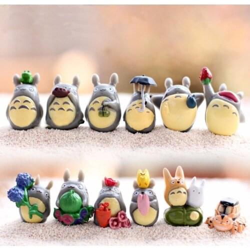 12pcs/lot Anime My Neighbor Totoro Lovely Miniascape Resin Miniature Figurines Toys PVC Plactic Mini Cute Model Dolls