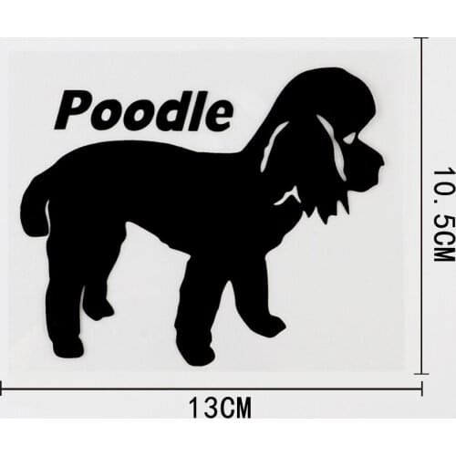 13CMX10.5CM Funny Animal Poodle Vinyl Decor Car Sticker Decal Black/Silver 8C-0245